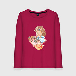 Женский лонгслив Девушка-ежик плетет венок