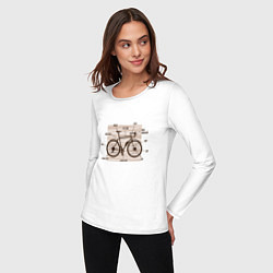Лонгслив хлопковый женский Схема Анатомия Велосипеда, цвет: белый — фото 2