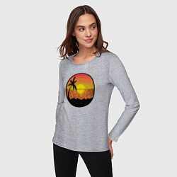Лонгслив хлопковый женский Закат солнце на пляже, цвет: меланж — фото 2