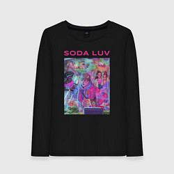 Лонгслив хлопковый женский SODA LUV, цвет: черный