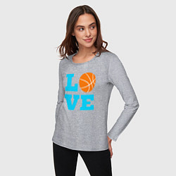 Лонгслив хлопковый женский Love basketball, цвет: меланж — фото 2