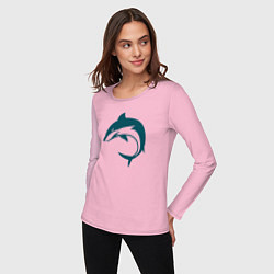 Лонгслив хлопковый женский Акула, цвет: светло-розовый — фото 2