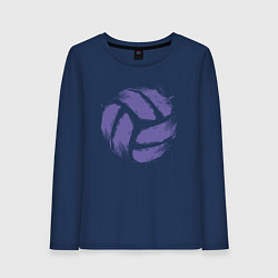 Лонгслив хлопковый женский Мяч - Волейбол, цвет: тёмно-синий