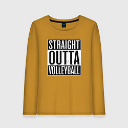 Лонгслив хлопковый женский Straight Outta Volleyball, цвет: горчичный