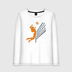 Лонгслив хлопковый женский Game Volleyball, цвет: белый