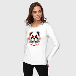 Лонгслив хлопковый женский Панда с красными глазами, цвет: белый — фото 2