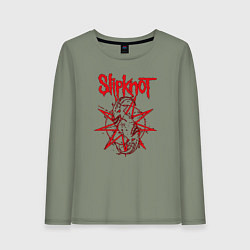 Лонгслив хлопковый женский Slipknot Slip Goats Art, цвет: авокадо
