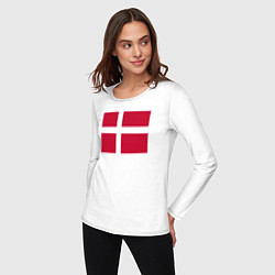 Лонгслив хлопковый женский Дания Флаг Дании, цвет: белый — фото 2
