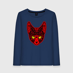 Лонгслив хлопковый женский Devil Cat, цвет: тёмно-синий