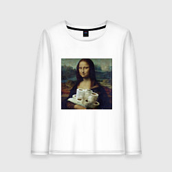 Лонгслив хлопковый женский Mona lisa, цвет: белый