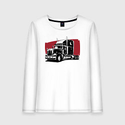 Лонгслив хлопковый женский Truck red, цвет: белый