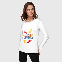 Лонгслив хлопковый женский KINDER SURPRISE, цвет: белый — фото 2