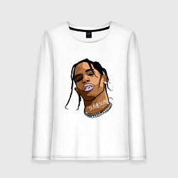 Лонгслив хлопковый женский TRAVIS SCOTT ASTROWORLD Z, цвет: белый