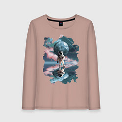 Лонгслив хлопковый женский Зеркальное Отражение, цвет: пыльно-розовый