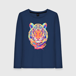 Лонгслив хлопковый женский Color Tiger, цвет: тёмно-синий