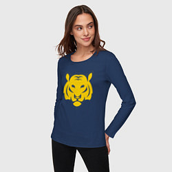 Лонгслив хлопковый женский Yellow Tiger, цвет: тёмно-синий — фото 2