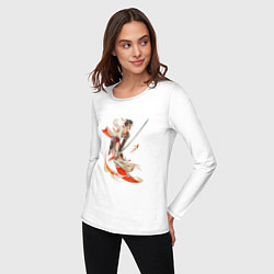Лонгслив хлопковый женский Самурай моря, цвет: белый — фото 2