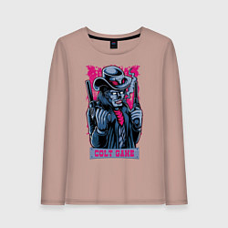 Лонгслив хлопковый женский Скелетон с пистолетами, цвет: пыльно-розовый