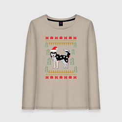 Женский лонгслив Рождественский свитер Хаски