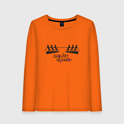 Лонгслив хлопковый женский Перетягивание Каната Sauid Game, цвет: оранжевый