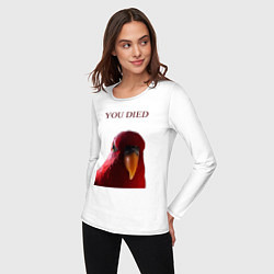 Лонгслив хлопковый женский Красный попугай, цвет: белый — фото 2