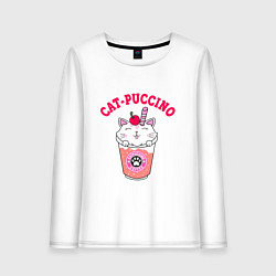 Лонгслив хлопковый женский Pink CatPuccino, цвет: белый