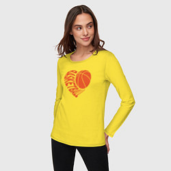 Лонгслив хлопковый женский Баскетбольное сердце, цвет: желтый — фото 2