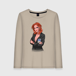 Лонгслив хлопковый женский Dana Scully X-Files, цвет: миндальный