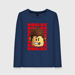 Лонгслив хлопковый женский ROBLOX RED LOGO LEGO FACE, цвет: тёмно-синий