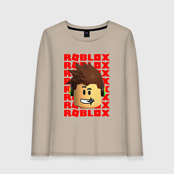 Лонгслив хлопковый женский ROBLOX RED LOGO LEGO FACE, цвет: миндальный