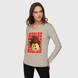 Лонгслив хлопковый женский ROBLOX RED LOGO LEGO FACE, цвет: миндальный — фото 2