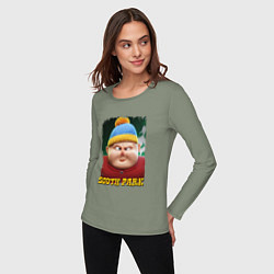 Лонгслив хлопковый женский Eric Cartman 3D South Park, цвет: авокадо — фото 2