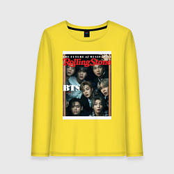 Лонгслив хлопковый женский BTS БТС на обложке журнала, цвет: желтый