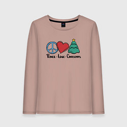 Женский лонгслив Peace Love and Christmas