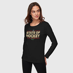 Лонгслив хлопковый женский Minnesota Wild NHL Миннесота Уайлд НХЛ, цвет: черный — фото 2