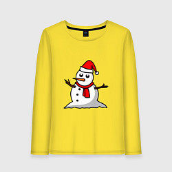 Лонгслив хлопковый женский Двухсторонний снеговик, цвет: желтый