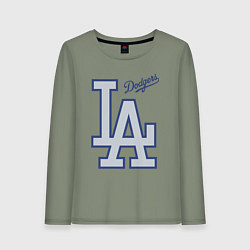 Лонгслив хлопковый женский Los Angeles Dodgers - baseball team, цвет: авокадо