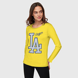 Лонгслив хлопковый женский Los Angeles Dodgers - baseball team, цвет: желтый — фото 2