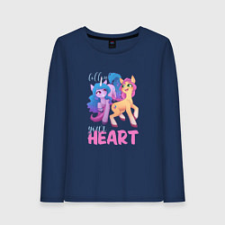 Лонгслив хлопковый женский My Little Pony Follow your heart, цвет: тёмно-синий