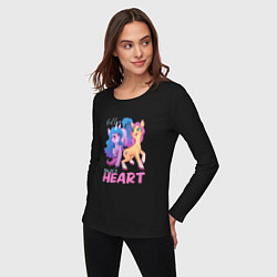 Лонгслив хлопковый женский My Little Pony Follow your heart, цвет: черный — фото 2