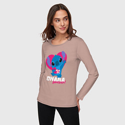 Лонгслив хлопковый женский Ohana forever, цвет: пыльно-розовый — фото 2