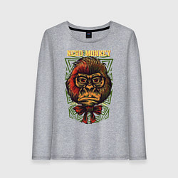 Женский лонгслив Обезьяна ботан