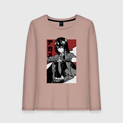 Лонгслив хлопковый женский Сила Акамэ, цвет: пыльно-розовый