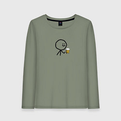 Лонгслив хлопковый женский Человечек для двоих, цвет: авокадо