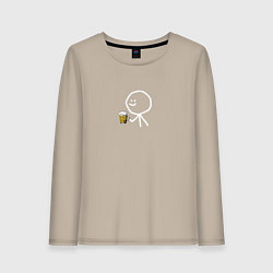 Женский лонгслив Человечек с пивом для двоих