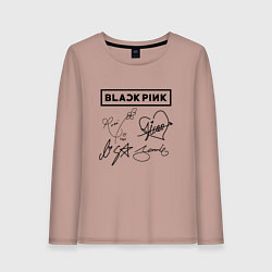 Женский лонгслив BLACKPINK АВТОГРАФЫ ЧЁРНЫЙ БЛЭКПИНК