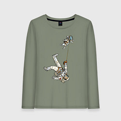 Женский лонгслив Космическое выгуливание пса