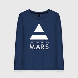 Лонгслив хлопковый женский 30 Seconds to Mars: 30 секунд, цвет: тёмно-синий