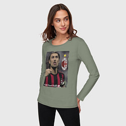 Лонгслив хлопковый женский Paolo Cesare Maldini - Milan, captain, цвет: авокадо — фото 2