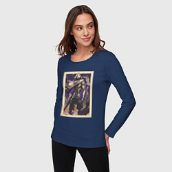 Лонгслив хлопковый женский Omen art, цвет: тёмно-синий — фото 2